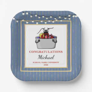 Assiettes En Carton Blue Crawfish Boil BBQ Graduation Party
