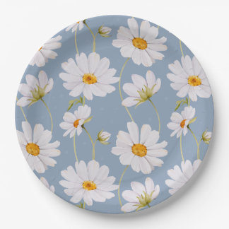 Assiettes En Carton Blue Daisy Paper Plates