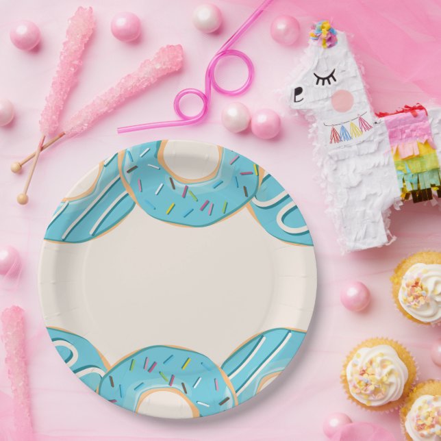 Assiettes En Carton Blue Donut Delight  (Fête)