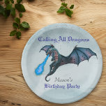 Assiettes En Carton Blue Dragon fête d'anniversaire<br><div class="desc">Ce design a été créé par art numérique et peut être personnalisé dans la zone fournie par le changement de la photo et/ou du texte. Vous pouvez également le customiser en choisissant l'option cliquer pour customiser une autre option et supprimer ou modifier la couleur de l'arrière - plan, ajouter du...</div>