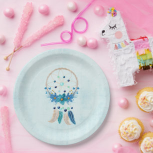 Assiettes En Carton Blue Dreamcatcher Design Boho élégant
