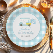 Blue En vichy Golf Boy 1er anniversaire