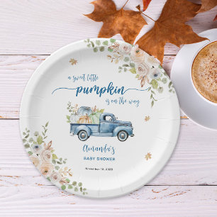 Assiettes En Carton Blue Farm Truck Petit Baby shower Citrouille
