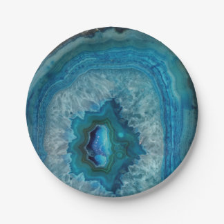 Assiettes En Carton Blue Geode Rock Mineral Agate Crystal Image