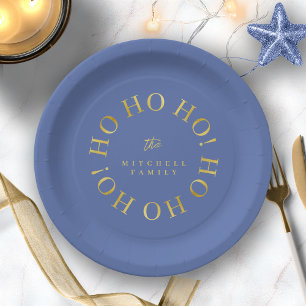 Assiettes En Carton Blue Gold Christmas Ho Ho Ho ID1009