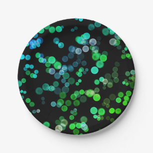 Assiettes En Carton Blue Green Seagreen Abstrait Bubble Motif