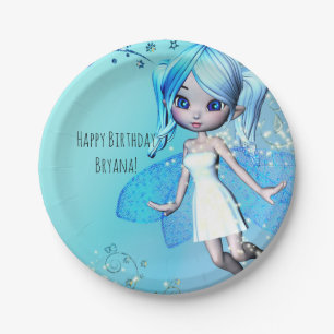Assiettes En Carton Blue Haired Fairy Girls Fête d'anniversaire