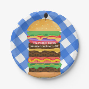 Assiettes En Carton Blue Hamburger Summer Cookout Barbecue Party BBQ