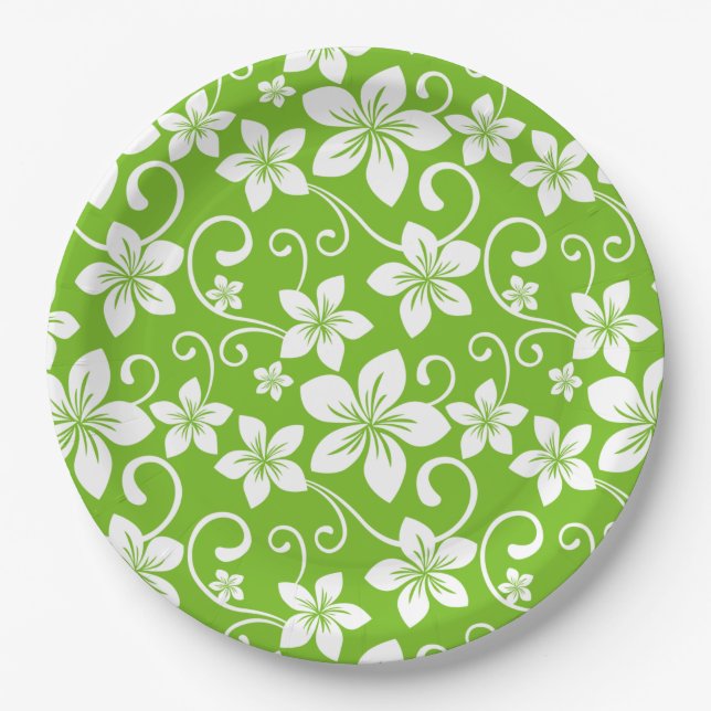 ASSIETTES EN CARTON BLUE HAWAII (LIME) (Devant)