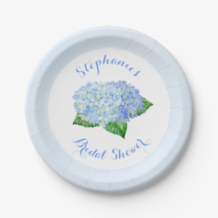 Assiettes En Carton Blue Hydrangea Aquarelle Fête des mariées florale