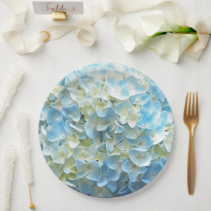 Assiettes En Carton Blue Hydrangea Petals Floral
