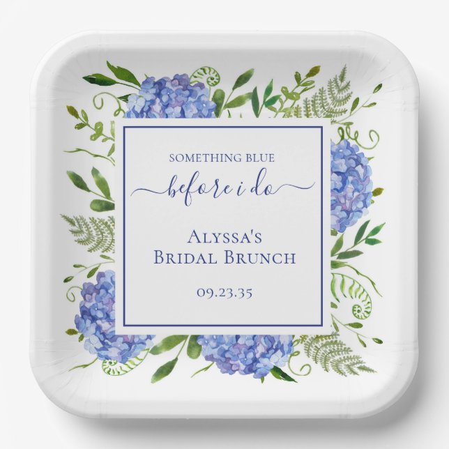 Assiettes En Carton Blue Hydrangea Something Blue Before I Do (Recto)