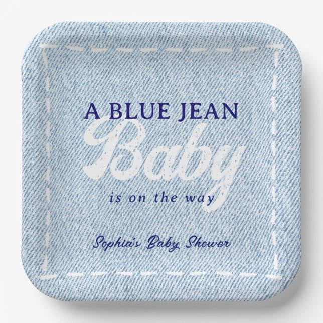 Assiettes En Carton Blue Jean Baby Boy Baby Shower (Recto)