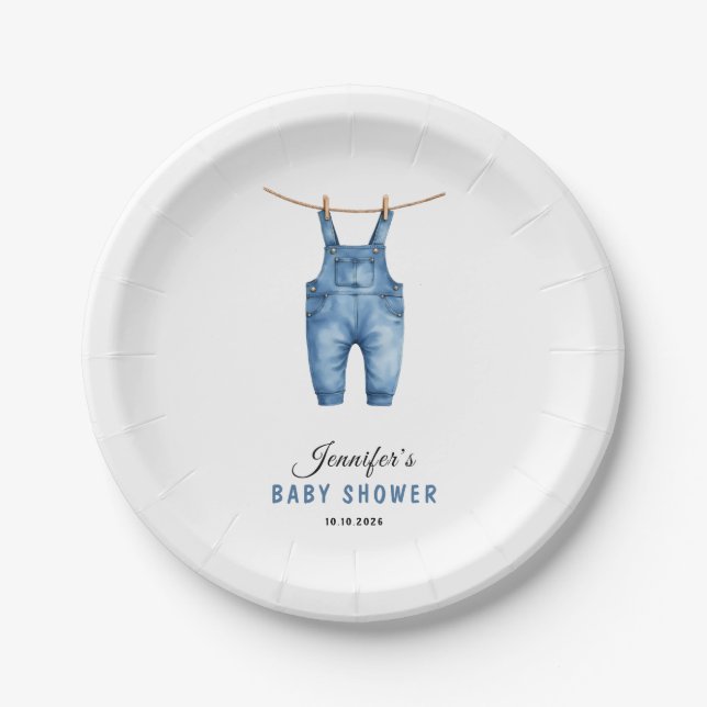 Assiettes En Carton Blue Jean Baby Shower - Denim Theme (Devant)