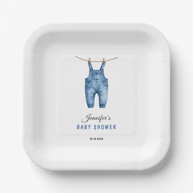 Assiettes En Carton Blue Jean Baby Shower - Denim Theme (Recto)