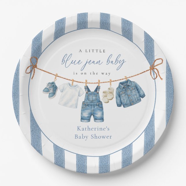 Assiettes En Carton Blue Jean Baby Shower Paper Plate (Devant)