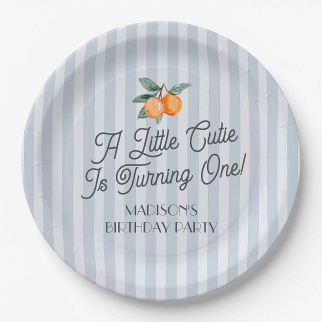 Assiettes En Carton Blue Little Cutie Pastel Citrus Anniversaire (Devant)