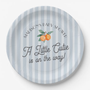 Assiettes En Carton Blue Little Cutie Sur Le Chemin Baby shower Citrus