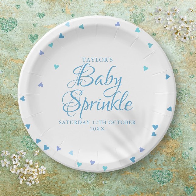 Assiettes En Carton Blue Love Hearts Baby Boy Sprinkle Douche (Blue Love Hearts Baby Boy Sprinkle Shower Paper Plates)