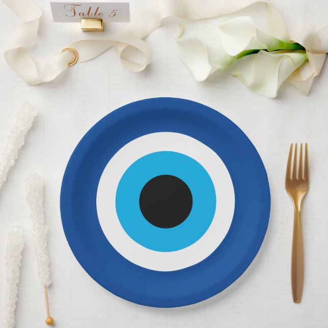 Assiettes En Carton Blue Mati Evil Eye Nazar mariage (Mariage)
