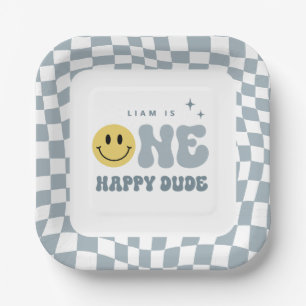 Assiettes En Carton Blue ONE Happy Dude Fête d'anniversaire Plaques