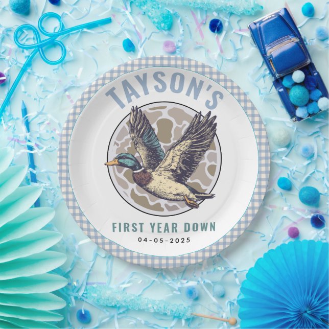 Assiettes En Carton Blue One Lucky Duck 1st Birthday Party Cute Rubber (Fête)