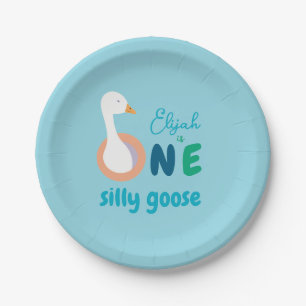 Assiettes En Carton Blue One Silly Goose Cute Boy Premier anniversaire