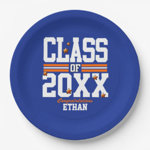 Assiettes En Carton Blue Orange Graduation Class Year