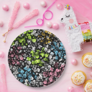 Assiettes En Carton Blue Orange Pink Lime Vert Pois Motif