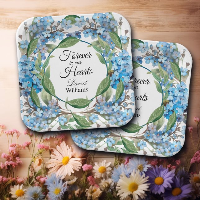 Assiettes En Carton Blue Oubliez Moi Pas Fleurs Funérailles (Créateur téléchargé)