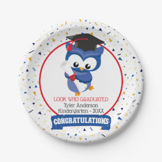 Assiettes En Carton Blue Owl Kindergarten Graduation