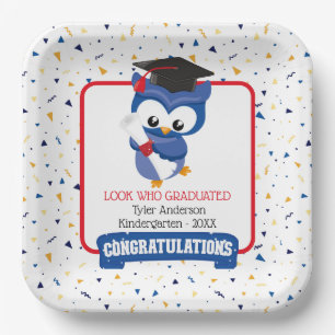 Assiettes En Carton Blue Owl Kindergarten Graduation