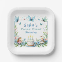 Blue Pastel Butterfly Fairy First Birday -