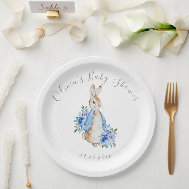 Assiettes En Carton Blue Peter Rabbit Baby shower fille garçon (Mariage)