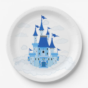 Assiettes En Carton Blue Princess Castle Personnalisée Fille