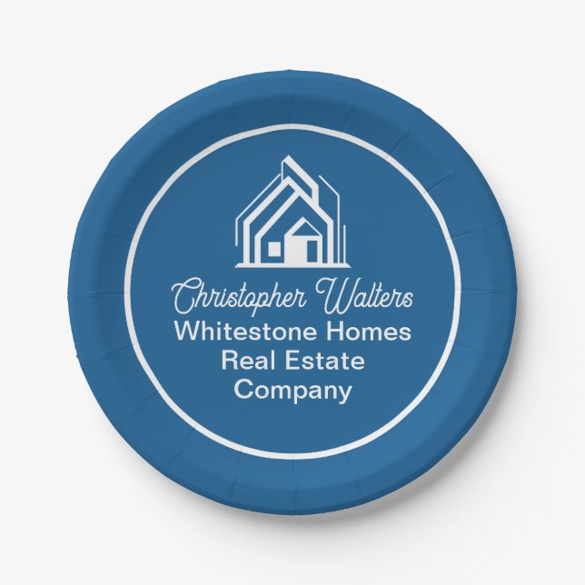 Assiettes En Carton Blue Real Estate Company Personalized Realtor (Devant)
