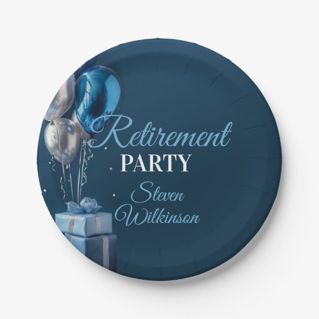 Assiettes En Carton Blue Retirement Party Balloon Gifts (Devant)