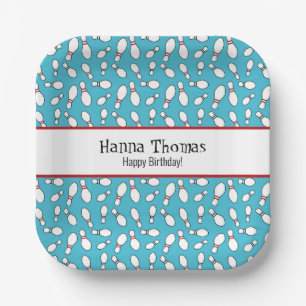 Assiettes En Carton Blue Retro Bowling thème Anniversaire