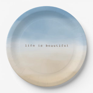 Assiettes En Carton Blue Sky Beige Sand Ombre Aquarelle personnalisée