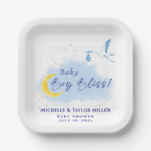 Blue Starlit Baby Boy Bliss Stork