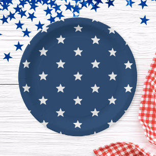 Assiettes En Carton Blue Stars Patriotique 4 juillet fête d'été
