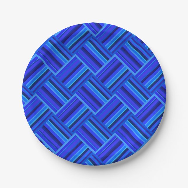 Assiettes En Carton Blue stripes (Devant)