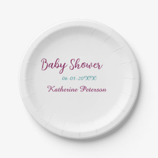 Assiettes En Carton Blue yellow baby shower name date animal ear cute