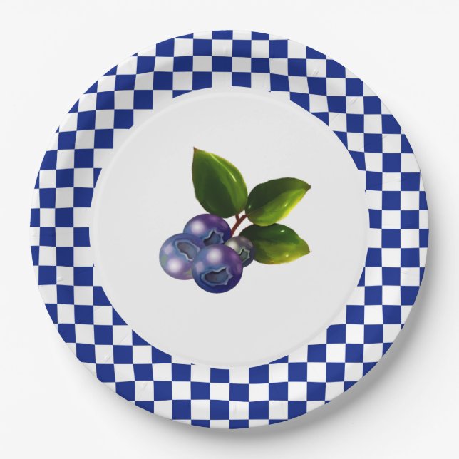 Assiettes En Carton Blueberries  (Devant)