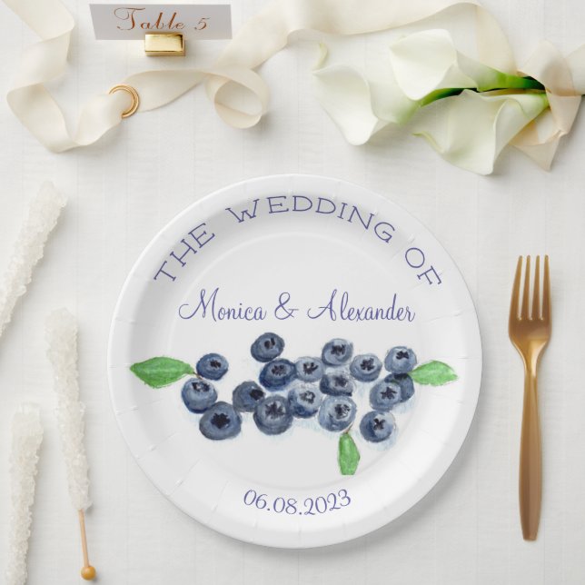 Assiettes En Carton Blueberries Fruits de bleuets Fruits de mariage (Mariage)