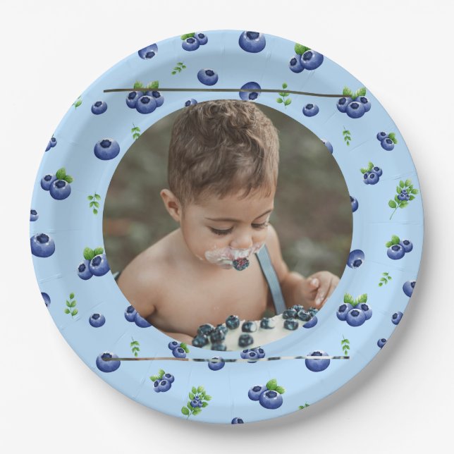 Assiettes En Carton Blueberry 1er anniversaire Berry First Photo (Devant)