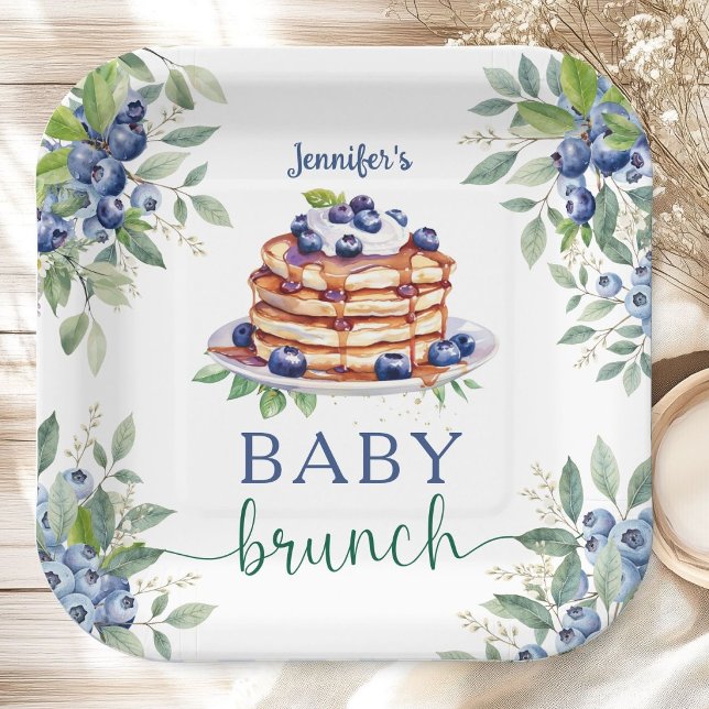 Assiettes En Carton Blueberry Baby Brunch Boy Baby Shower (Créateur téléchargé)