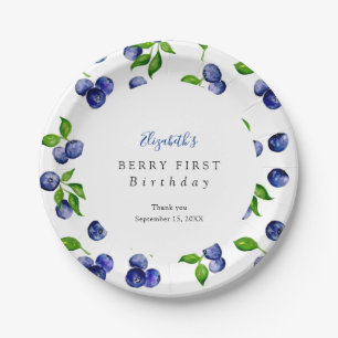 Assiettes En Carton Blueberry Berry Premier Anniversaire Aquarelle mig