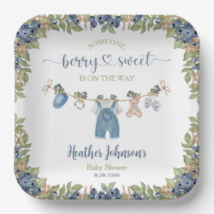 Assiettes En Carton Blueberry Berry Sweet Clothesline Baby shower