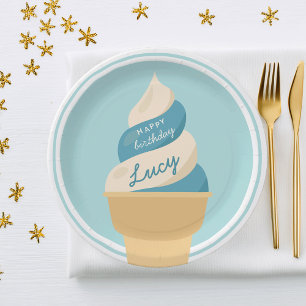 Assiettes En Carton Blueberry Swirl Ice Cream Anniversaire de enfant P